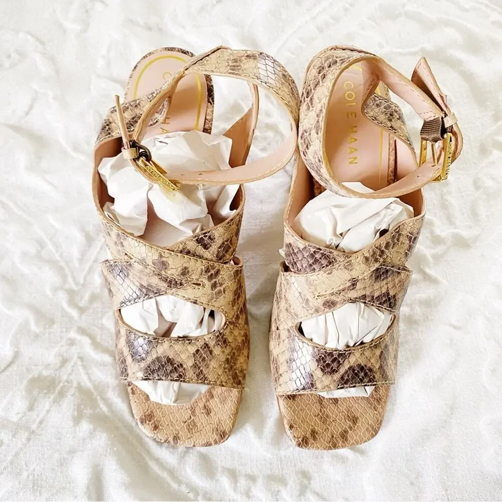 Cole Haan Reina City Snake Print Ankle Strap Dress Sandals Size 9